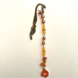 Bronze Mermaid Bookmark with Orange and Yellow Beads